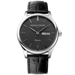 FC-225GT5B6 שעון יוקרתי של פרדריק קונסטנט לגברים | אחריות יבואן רשמי לשנתיים | לוח גיושה מהמם | תאריכון כפול | רצועת עור אלגנטית | Classics Drak Grey Dial Men's Watch FC-225GT5B6 by Frederique