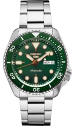 SRPD63 שעון סייקו יבואן רשמי | דגם מיוחד בלוח ירוק זרחני | מנגנון אוטומטי עם גב שקוף | תאריכון ימים | מלאי מוגבל | SEIKO באזל מסתובב SRPD63 Automatic Watch for Men - 5 Sports