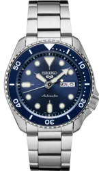 SRPD51 שעון סייקו יבואן רשמי לגברים | דגם סייקו 5 אוטומטי בלוח כחול זרחני | תאריכון כפול | שעון 100 מטר | SEIKO 5 SRPD51 Mens Steel Case Blue Dial