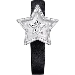 5656952 שעון מיוחד לנשים של סברובסקי | דגם ברצועת עור | צורת כוכב מיוחד משובץ אבני סברובסקי | שעון אופנתי שווצרי | Symbolica Star Quartz Crystal Silver Dial Ladies Watch 5656952 by Swarovski